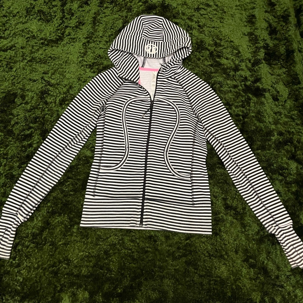 Lululemon striped black and white zip up hoodie jacket